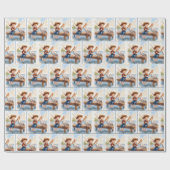 Boy Fishing On a Dock With a Pelican ラッピングペーパー (フラット)