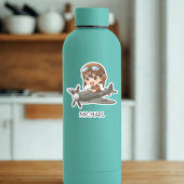 Boy Flying Airplane Cute Kids Personalized シール