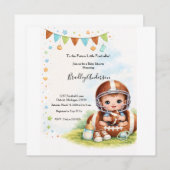 Boy Football Baby Shower セーブザデート (正面/裏面)