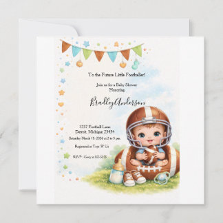 Boy Football Baby Shower セーブザデート