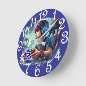 Boy Gamer ラウンド壁時計 (傾斜)