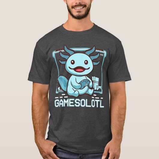 Boy Gamesolotl Axolotl Video Gamer Funny Gaming Ki Tシャツ (正面)