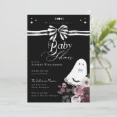 Boy Ghost Little Boo Floral Gothic Baby Shower  招待状 (スタンド正面)