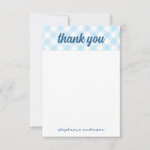Boy Gingham Baby Shower サンキューカード (正面)