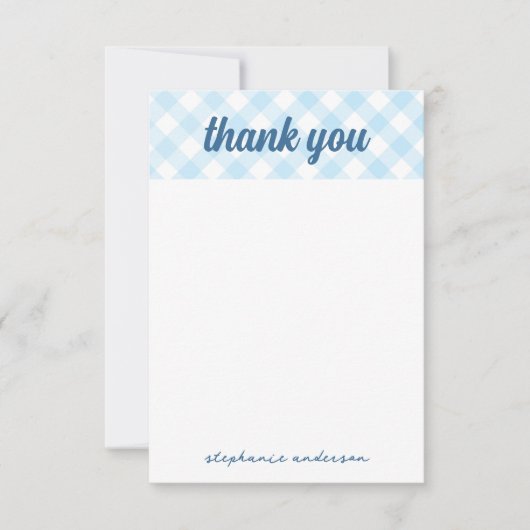 Boy Gingham Baby Shower サンキューカード (正面)