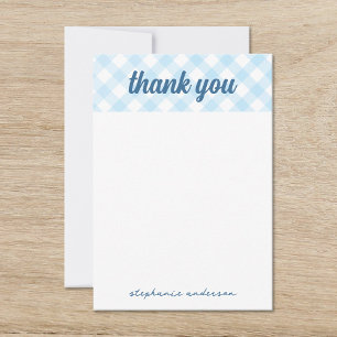 Boy Gingham Baby Shower サンキューカード