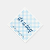Boy Gingham Baby Shower スタンダードカクテルナプキン (角)