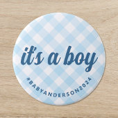Boy Gingham Baby Shower 缶バッジ