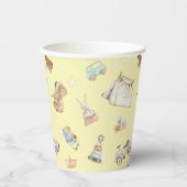 Boy Girl Boho Baby Showerヴィンテージ玩具オンイエロー 紙コップ (正面)