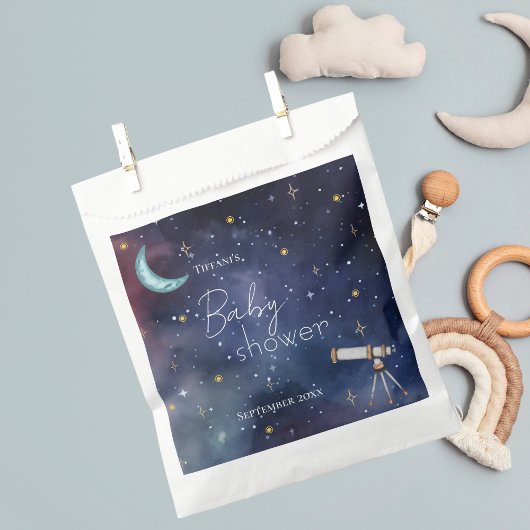 Boy Girl Celestial Sky Moon & Stars Baby Shower フェイバーバッグ
