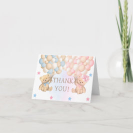Boy Girl Twins Baby Shower サンキューカード