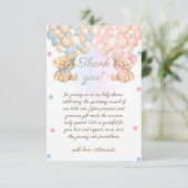 Boy Girl Twins Baby Shower サンキューカード (スタンド正面)