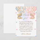 Boy Girl Twins Baby Shower サンキューカード (正面/裏面)