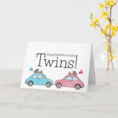 Boy/Girl Twins Fiat 500おめでとう カード (黄色い花)