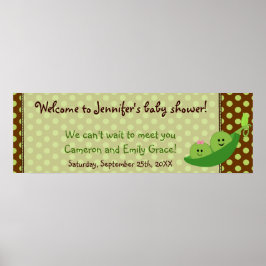 Boy Girl Twins Pea in a Pod Baby Shower Banner ポスター