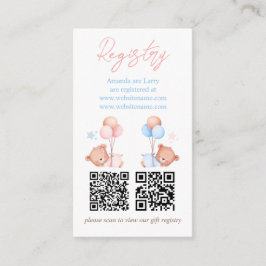 Boy Girl Twins Teddy Bear Baby Shower Registry エンクロージャーカード
