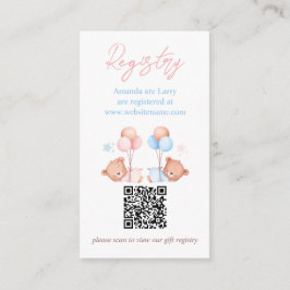 Boy Girl Twins Teddy Bear Baby Shower Registry エンクロージャーカード