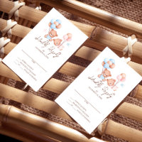 Boy Girl Twins Teddy Bear Baby Shower RSVPカード