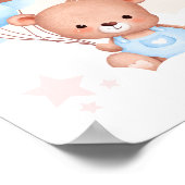 Boy Girl Twins Teddy Bear Baby Shower Welcome ポスター (角)