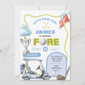 Boy Golf Kid's Fore Birthday 招待状 (正面)