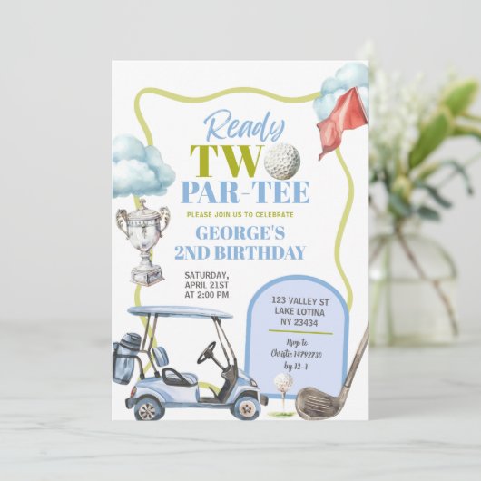 Boy Golf Ready Two Par-Tee 2nd Birthday  招待状 (スタンド正面)