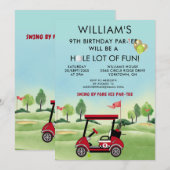 Boy Golf Theme 9th Birthday Par-Tee 招待状 (正面/裏面)