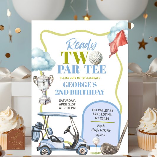 Boy Golf Two Par-Tee 2nd Birthday  招待状