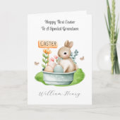 Boy Grandson First Easter Bunny Rabbit Card シーズンカード (正面)