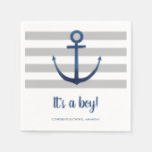 Boy Gray Navy Baby 航海の Shower Napkins スタンダードカクテルナプキン (正面)