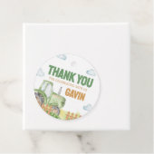 Boy Green Tractor Birthday Party Round フェイバータグ (インサイチュ)