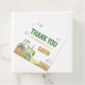 Boy Green Tractor Birthday Party Square フェイバータグ (インサイチュ)