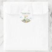 Boy Green Tractor Farm Birthday Party  ラウンドシール (バッグ)