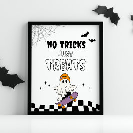 Boy Halloween Birthday No Tricks Just Treats Sign ポスター