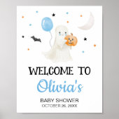 Boy Halloween Little Boo Baby Shower Welcome ポスター (正面)