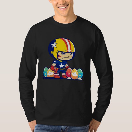 Boy Helmet Easter Eggs Football Easter Tシャツ (正面)