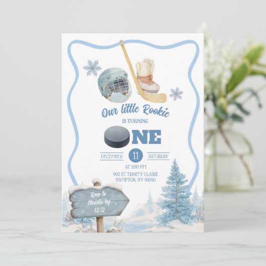 Boy Hockey Birthday Invitation 招待状 (スタンド正面)