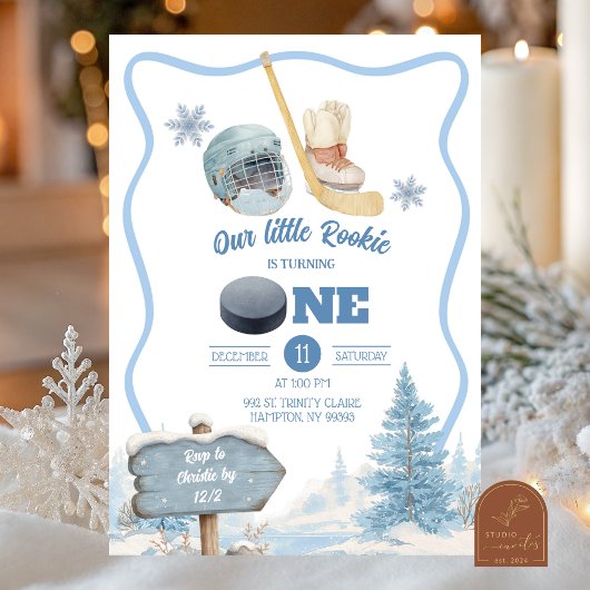 Boy Hockey Birthday Invitation 招待状