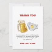 Boy Huggies Chuggies Beer Diaper Baby Shower サンキューカード (正面)