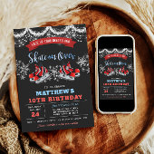 Boy Ice Skating Birthday Invitation 招待状