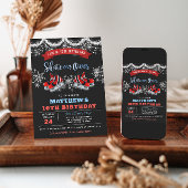 Boy Ice Skating Birthday Invitation 招待状