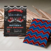 Boy Ice Skating Birthday Invitation 招待状