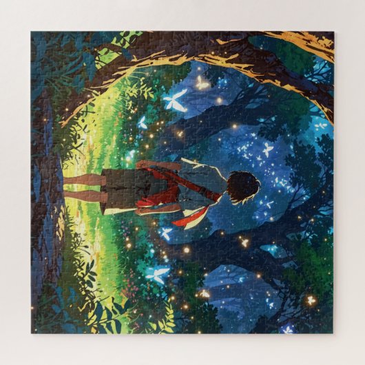 Boy in magical forest ジグソーパズル (横)