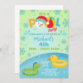 Boy indoor winter pool party birthday invitation. 招待状 (正面/裏面)