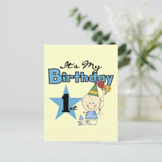 Boy It's My誕生日Tシャツとギフト ポストカード (スタンド正面)