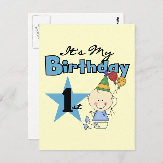 Boy It's My誕生日Tシャツとギフト ポストカード (正面/裏面)