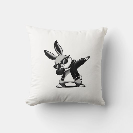 Boy Kid Easter Day Dabbing Bunny Rabbit Hip Hop Ea クッション (正面)