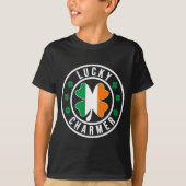 Boy Kid Lucky Charmer Irish Flag Shamrock Tシャツ (正面)