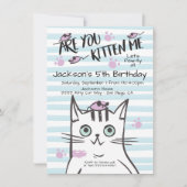Boy Kitty Cat誕生日パーティーへの招待 招待状 (正面)