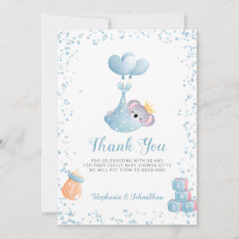 Boy Koala Bear Blue Thank You Baby Shower Card サンキューカード