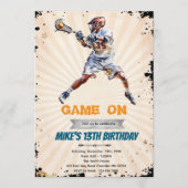 Boy Lacrosse birthday party invitation 招待状 (正面)